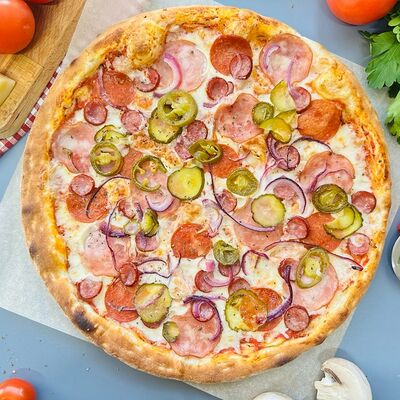 Охотничья 2.0 (большая порция) в Токио 96 пицца и роллы по цене 999 ₽