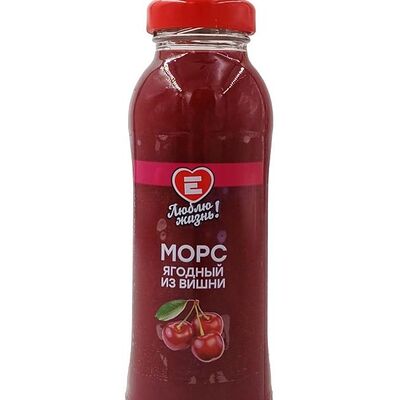 Морс Люблю жизнь вишневый в стеклянной бутылкев Европа по цене 80 ₽