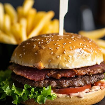 Бургер Свино-говяжий в Мимино restaurant по цене 840 ₽