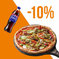 Пицца с овощами-гриль и Evervess-кола в Перчини