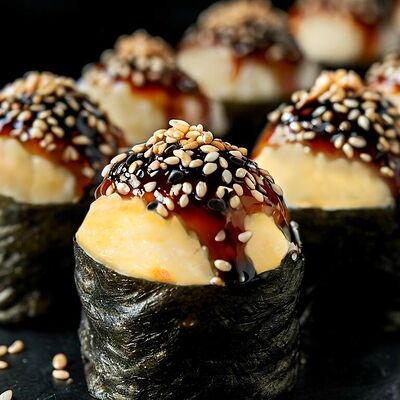 Катана запеченный ролл с угрем и крабом в Суши мастер по цене 673 ₽