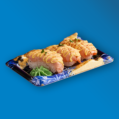 Сяке опаленный (Суши с опаленным лососем и сырным соусом) в Yume sushi по цене 590 ₽