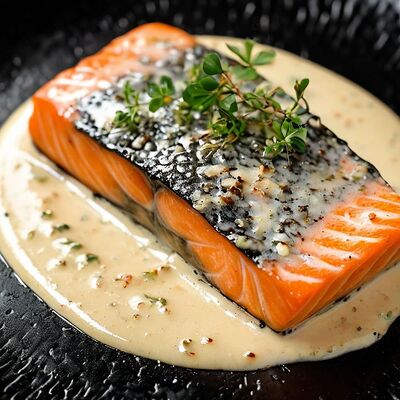 Стейк из лосося с голубым соусом в Мимино restaurant по цене 1260 ₽