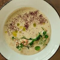 Картофельный крем-суп с лососем в Aqua Cafe