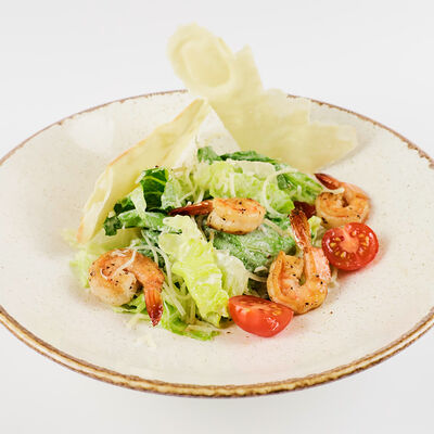 Цезарь с креветками в Нью-Йорк пицца и гриль по цене 640 ₽