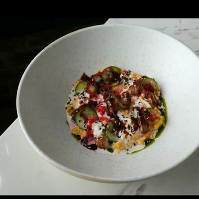 Скрембл с угрем и страчателлойв Just Bar & Kitchen по цене 650 ₽