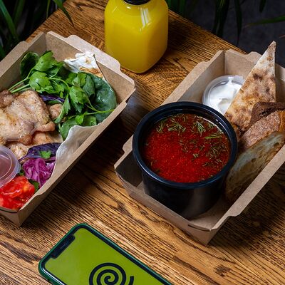 №1 Ланч из супа и горячего в Уголёк по цене 800 ₽