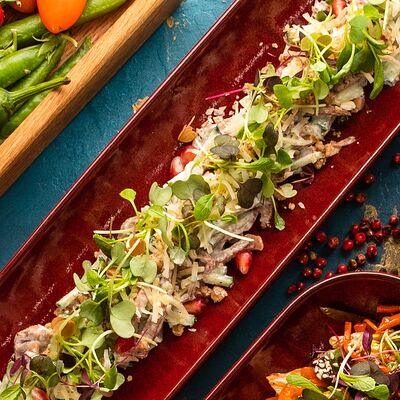 Салат из телячьего языка с грецким орехом в Бородашвили Старший по цене 755 ₽