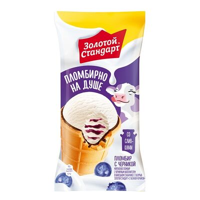 Мороженое Золотой стандарт Пломбир с черникой в Ура! мороженое! по цене 123 ₽