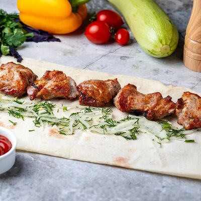 Шашлык свиной в лаваше в Шашлычная 1 по цене 490 ₽