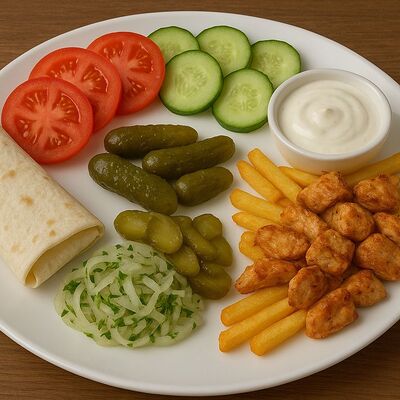 Шаурма на тарелке в Уголок Вкуса шаурма в кляре по цене 499 ₽