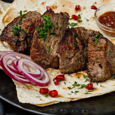 Шашлык из телячьей мякоти в Мангал холл по цене 1100 ₽