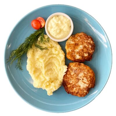 Котлетки рыбные Нежные с пюре в Блинная для друзей по цене 702 ₽