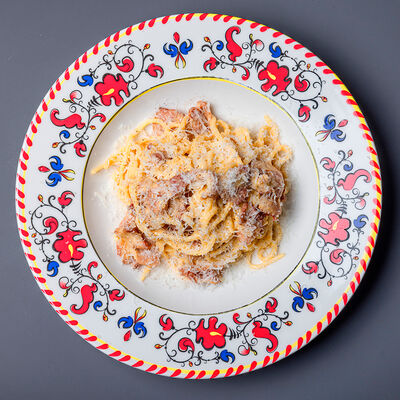 Спагетти Карбонара в Пицца 22 сантиметра по цене 750 ₽