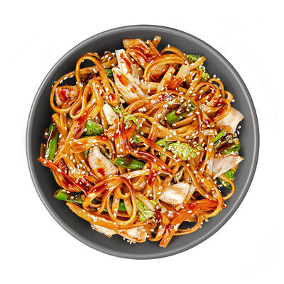 Курица в терияки-соусе с яичной лапшой в MYBOX по цене 420 ₽