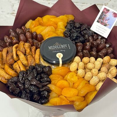 Букет из сухофруктов и орехов с мёдом в Buketonline - Съедобные букеты и клубника в шоколаде по цене 4950 ₽