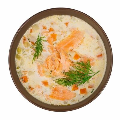 Уха Финская с лососем атлантическим в Азбука Вкуса Экспресс Меню по цене 238 ₽