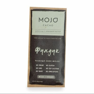 Шоколад горький веганский 72% с ореховой пастой Фундук от Евгении Цырлин, Mojo Сacao, Москва в Азбука Вкуса Экспресс Меню по цене 430 ₽