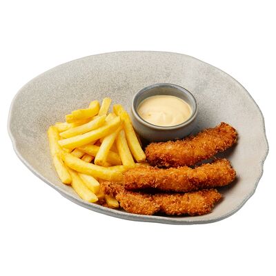 Стрипсы куриные с фри в ИТЛЕ Стейк-кафе Halal по цене 460 ₽