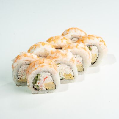 В креветке с омлетом, волокнами снежного краба и огурцом (8 шт.) в ЁБИСАН по цене 1349 ₽