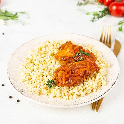 Горбуша в маринаде с булгуром в У Палыча. С пылу, с жару! по цене 407 ₽