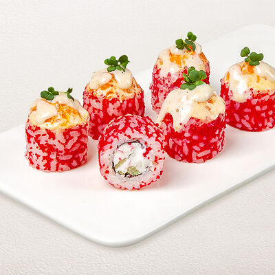 Ролл Спайси лосось с крабом в Суши wok по цене 359 ₽