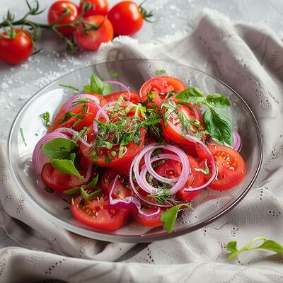 Помидоры с красным луком в Море обедов по цене 130 ₽