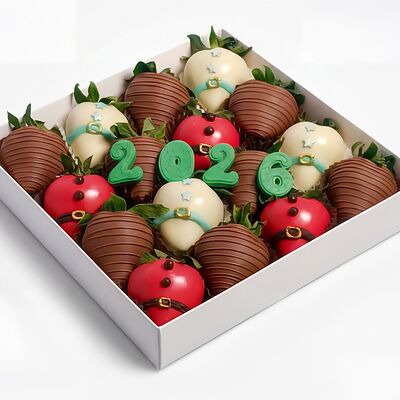 Коробка клубника в шоколаде Jingle Bells M в Клубника в шоколаде VeryBerryLab по цене 5490 ₽