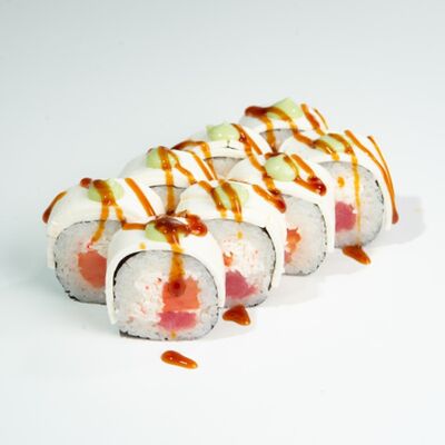 Большой white c х/к лососем, тунцом и волокнами снежного краба (8 шт.) в ЁБИСАН по цене 939 ₽