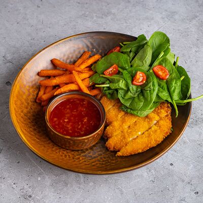 Шницель куриный с бататом фри в Бар 108 по цене 890 ₽