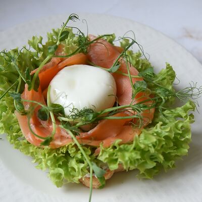 Бутерброд с лососем и яйцом пашот в Сметана на Б. Садовой по цене 429 ₽