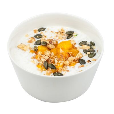 Каша рисовая с кусочками манго, персика и орехами в Ромбаба по цене 275 ₽