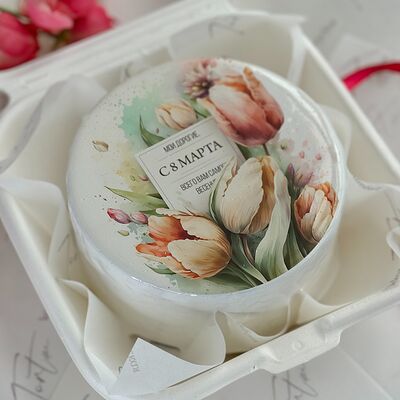 Бенто-торт с тюльпанами на 8 марта в Tort4u по цене 1590 ₽