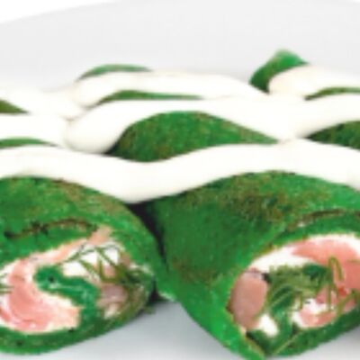 Блин зеленый с лососем и творожным сыром в Гринблин hotdogger по цене 239 ₽