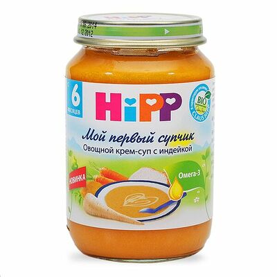Пюре Hipp крем-суп овощной с индейкой с 6 месяцев Венгрия в Азбука Вкуса Экспресс Меню по цене 163 ₽