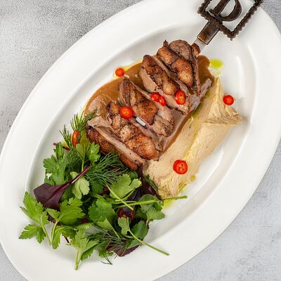 Шиш из утки с хумусом и хойсинв Dizengof/99 по цене 870 ₽