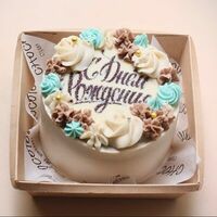 Бенто торт С днем рождения, кремовый декор в Chocoton