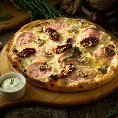 Пицца с индейкой и вялеными томатами в Мандариновый гусь по цене 599 ₽