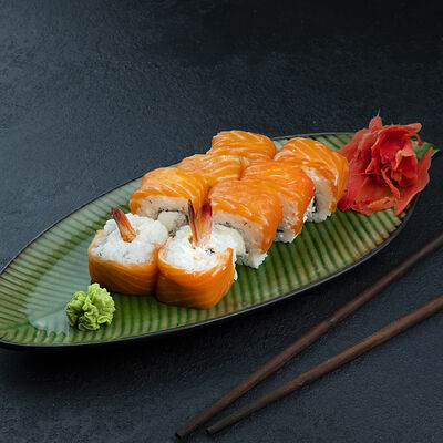 Филадельфия с лососем и креветкой в Леон по цене 820 ₽