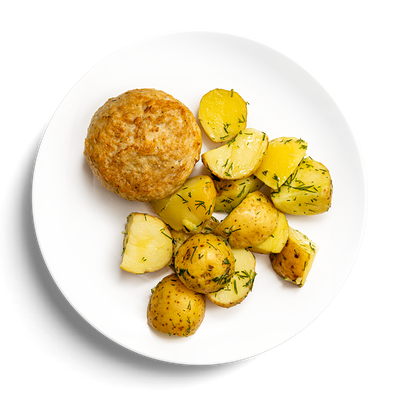 Бифштекс из индейки с картофелем с маслом и укропом в Кухня на районе по цене 283 ₽