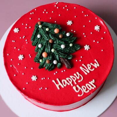 Торт на Новый год с елкой с надписью Happy new yearв Miracle bakery по цене 3990 ₽