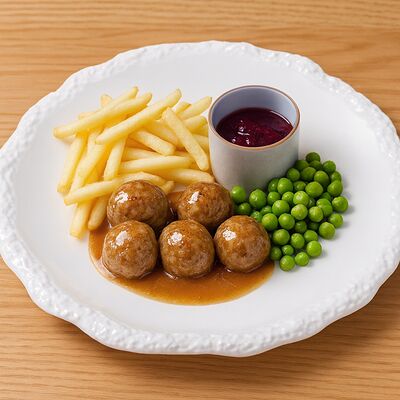 Митболы из индейки с картофелем фри в 9/18 бистро по цене 850 ₽