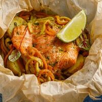 Форель запеченная в пергаменте с овощами в Баклажан в ТЦ 