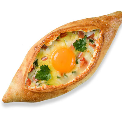 Хачапури по-аджарски с томатами и зеленью в Место Про Тесто по цене 465 ₽