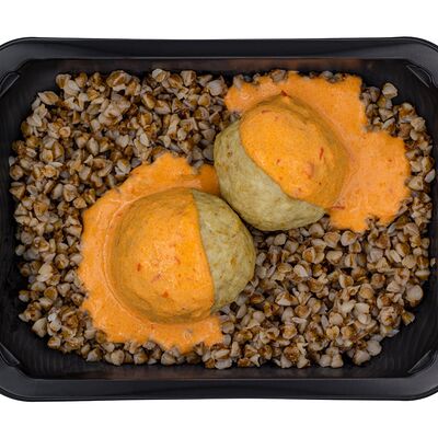 Фрикадельки из индейки со сливочным соусом и гречкой в За обе щёки по цене 299 ₽