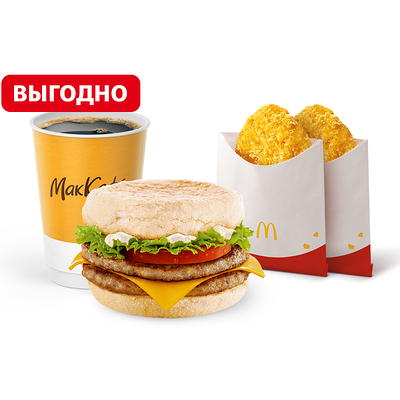 Двойной Фреш МакМаффин МакКомбо Большой в Макдоналдс по цене 300 ₽
