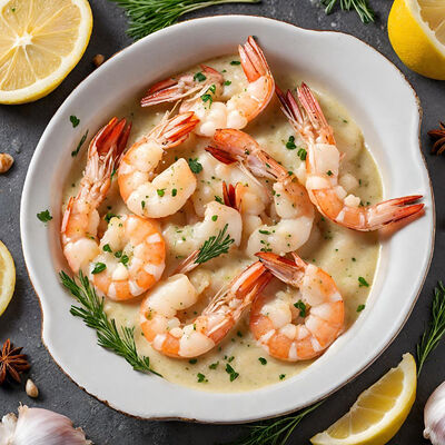 Тигровые креветки в сливочно-чесночном соусе в Триумф по цене 650 ₽
