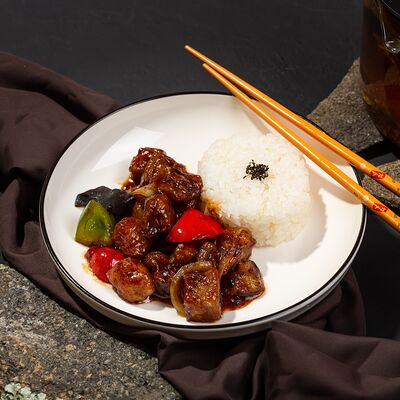 Жареные баклажаны с мясом и рисом на пару в Дунфан Во по цене 340 ₽