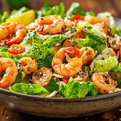 Салат Цезарь с креветками в РАКИДОНА по цене 500 ₽