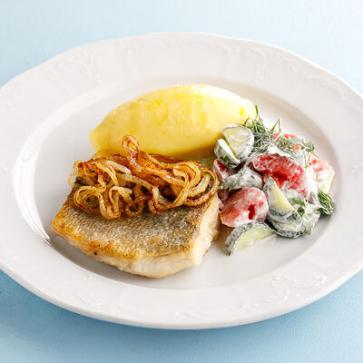 Судак с жареным луком в Терраса по цене 1590 ₽